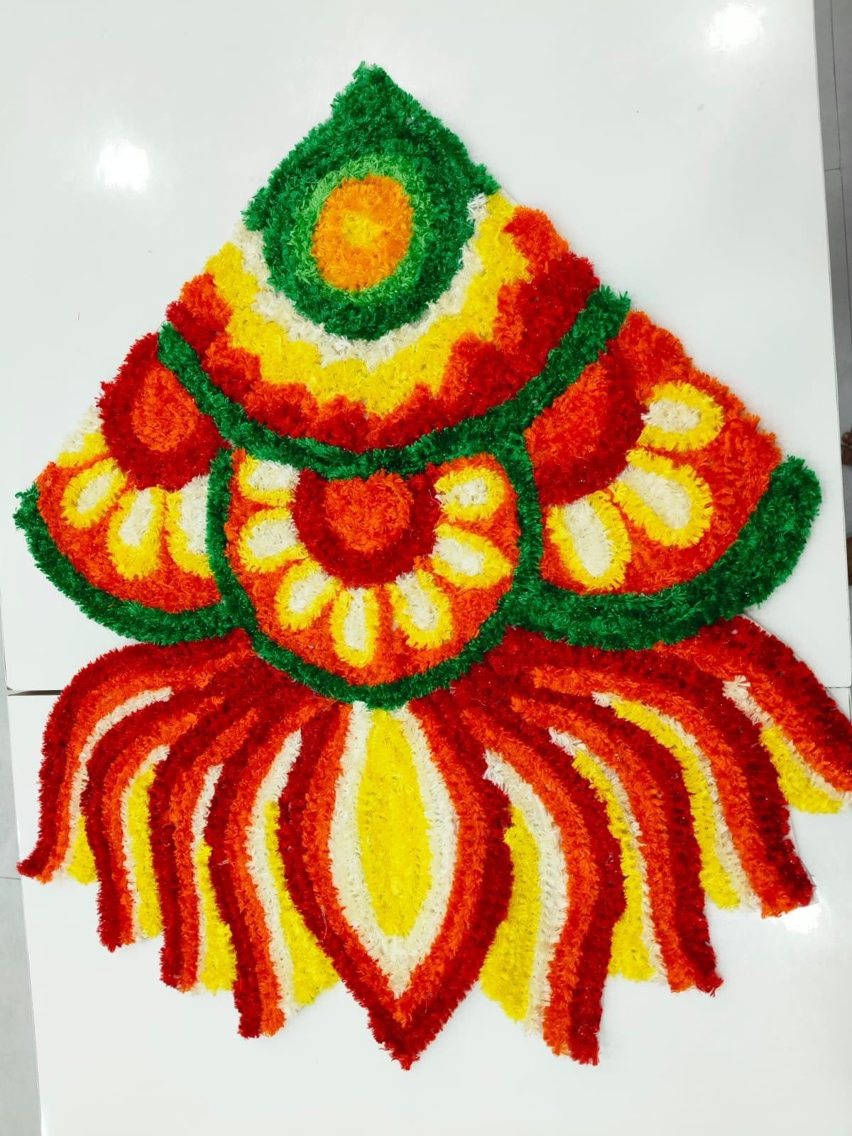 Corner Lotus Rangoli Mat, 28 x 28 inches - Image 2