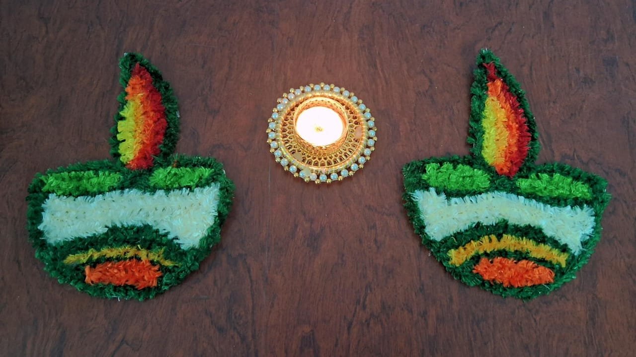 Pair Of Diya Rangoli Mat