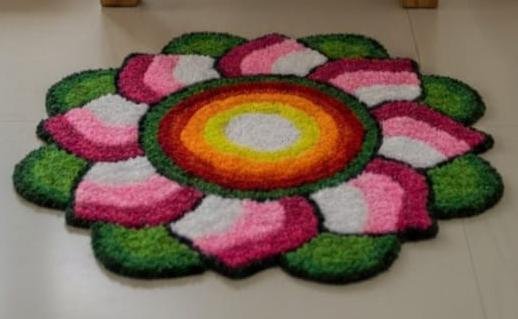 Floral Rangoli Carpet D2, 32 x 32 inches - Image 2